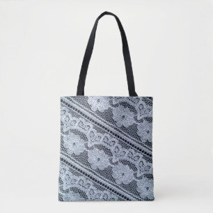 Bolsa Tote Textura, fundo, padrão. tecido de rendas brancas.
