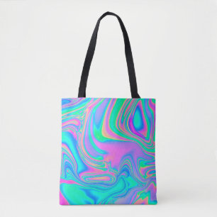 Bolsa Tote Textura holográfica iridescente e marmoreada em vi