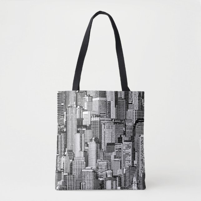 Bolsa Tote Textura Isométrica de Cidade do Skyscraper (Frente)