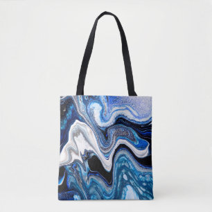 Bolsa Tote textura líquida de abstrato marble em branco prat