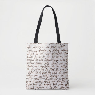 Bolsa Tote Textura Manuscrita de Tinta Marrom Retroativa