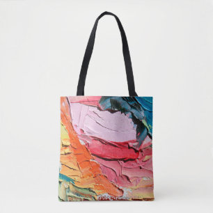 Bolsa Tote Textura multicolor de tinta a óleo. fundo de abstr