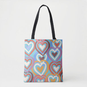 Bolsa Tote Textura perfeita com corações engraçados