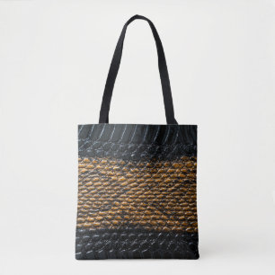 Bolsa Tote Textura preta de cobra preto