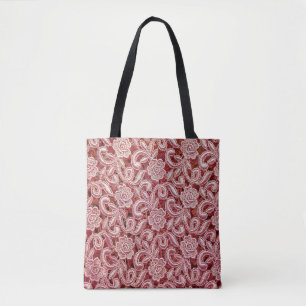 Bolsa Tote Textura rosa fina de rendas com uma bela vinda