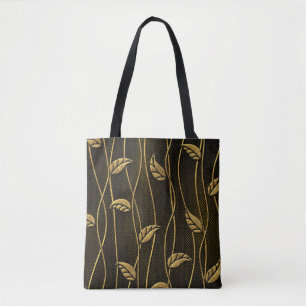 Bolsa Tote Textura uniforme Dourada e preta com alivio de fol