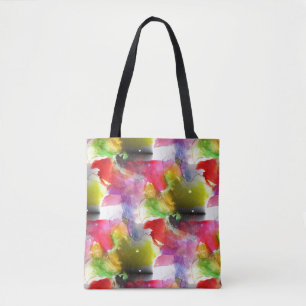 Bolsa Tote Textura vermelha, aguarela amarela do design