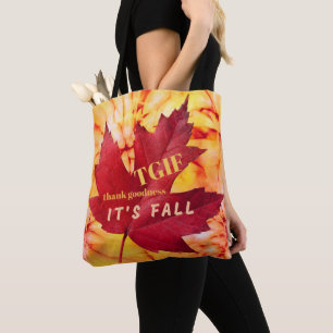 Bolsa Tote TGIF Cita Obrigado Goodness É outono Folhas de out