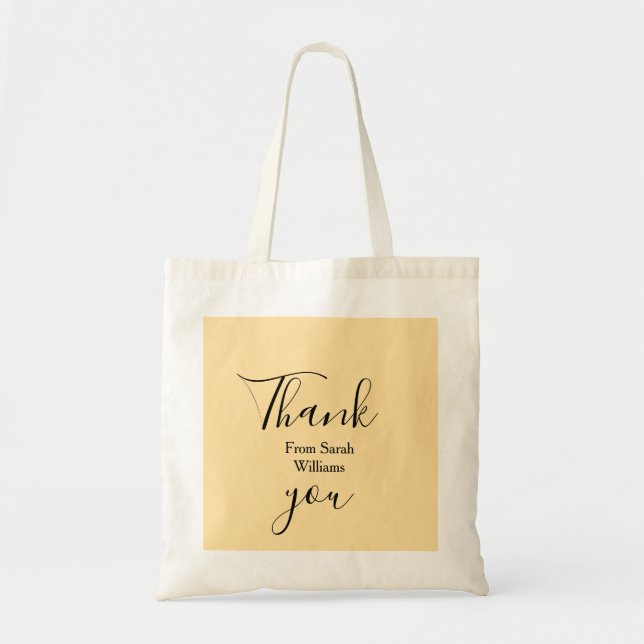 Bolsa Tote Thank you from add name yellow Pastel boho wedding (Frente)