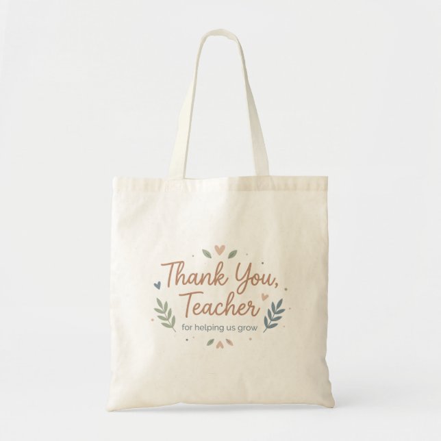 Bolsa Tote Thank You Teacher for Helping Us Grow (Frente)