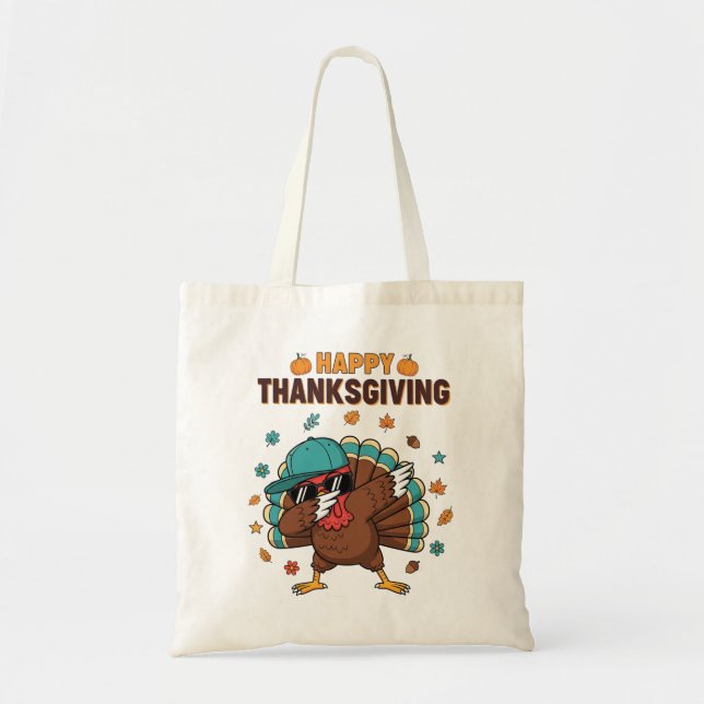 Bolsa Tote Thanksgiving Dabbing Turkey (Frente)