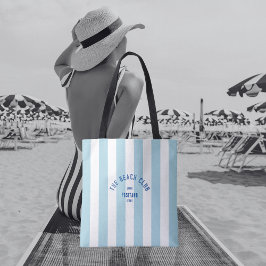 Bolsa Tote The Beach Club Crest Blue Cabana Stripe