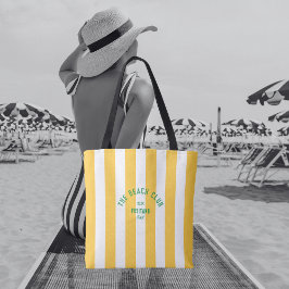 Bolsa Tote The Beach Club Crest Yellow Cabana Stripe