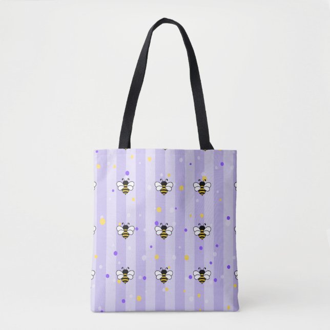 Bolsa Tote The bees in lilac background (Frente)