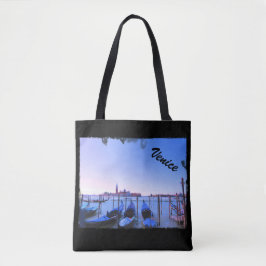Bolsa Tote The Gondolas of Venice - Black Bag