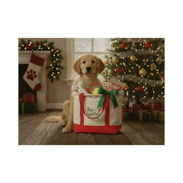 Bolsa Tote The Goodog™ Smiling Dog Silhouette Holiday Canvas