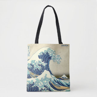 Bolsa Tote The Great Wave – Katsushika Hokusai – Custom Text