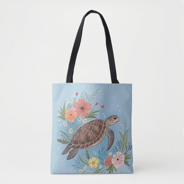 Bolsa Tote The illustration of a sea turtle (Frente)
