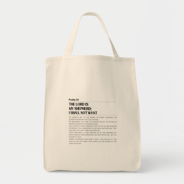 Bolsa Tote The Lord My Shepherd Psalm 23 Grocery Bag (Frente)