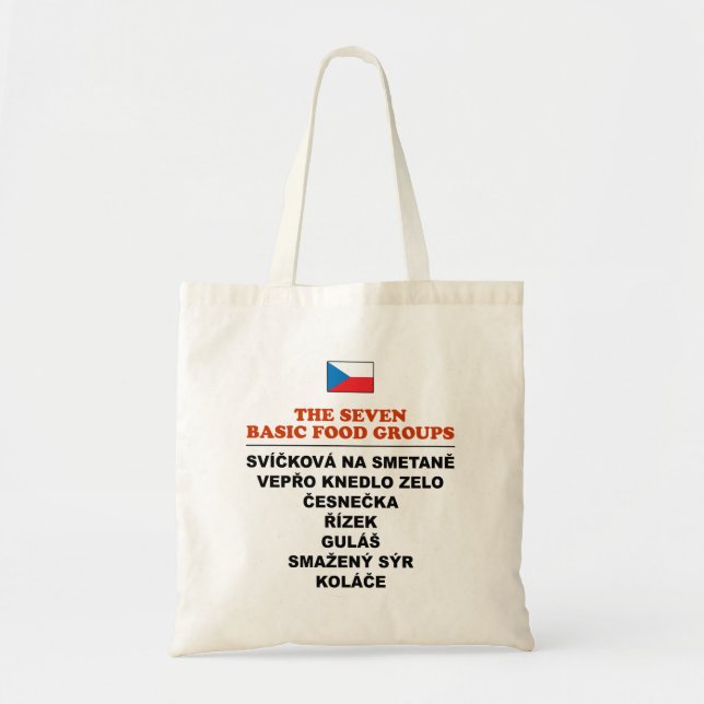 Bolsa Tote The Seven Basic Food Groups Funny Czech (Frente)