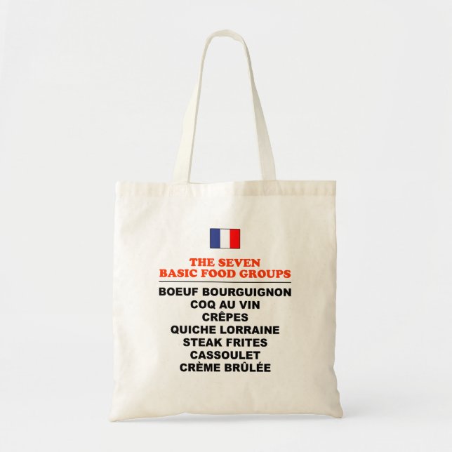 Bolsa Tote The Seven Basic Food Groups Funny French (Frente)