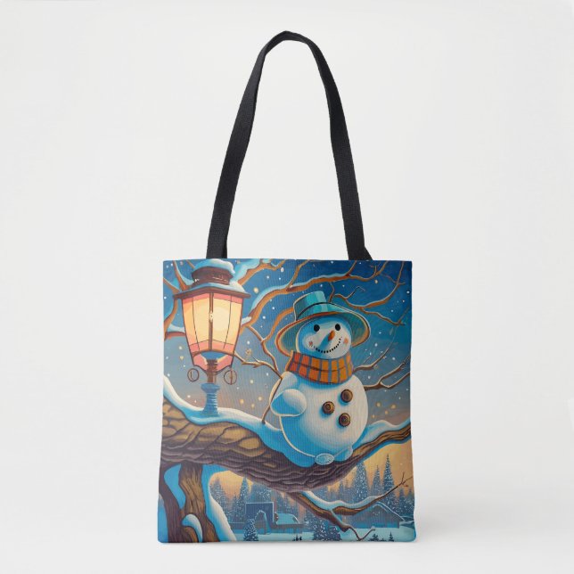Bolsa Tote The Snowman  next to the street lamp chrismas (Frente)