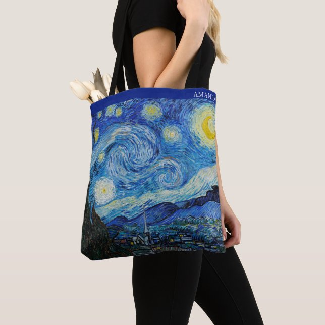 Bolsa Tote The Starry Night by Van Gogh – Customizable  (Close Up)