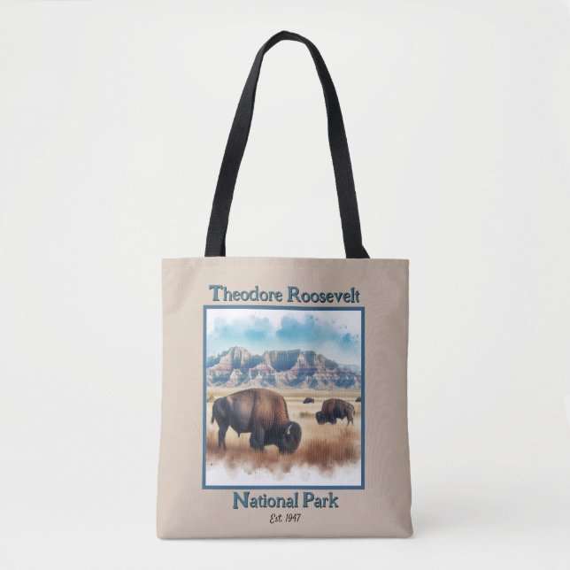 Bolsa Tote Theodore Roosevelt Parque Nacional Bison Souvenir (Frente)