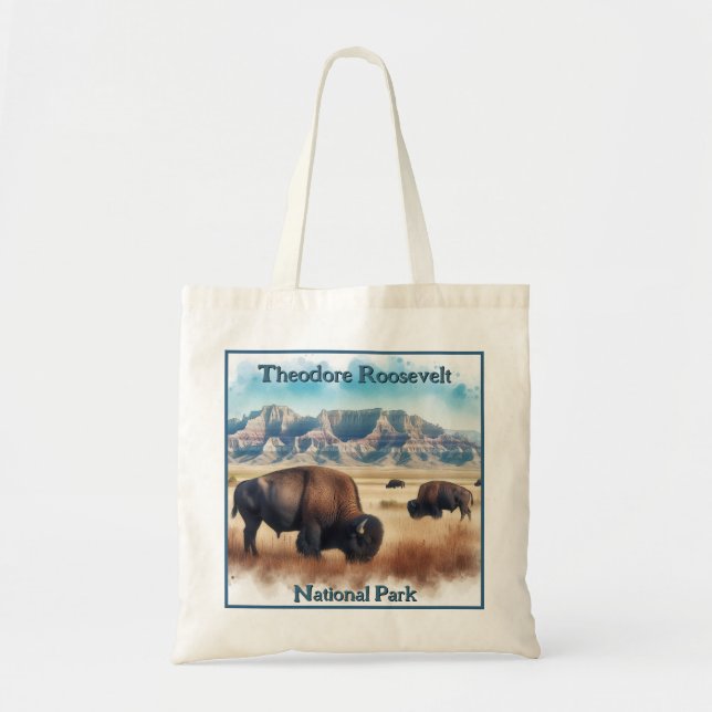 Bolsa Tote Theodore Roosevelt Parque Nacional Bison Souvenir (Frente)