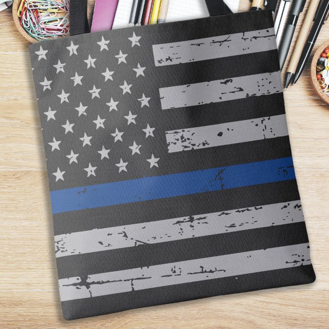 Bolsa Tote Thin Blue Line EUA Flag - Policial (Criador carregado)