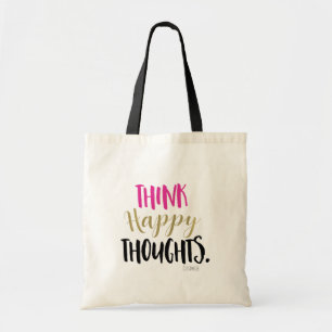 Bolsa Tote THINK HAPPY THOUGHTS Pink Gold Personalized Custom