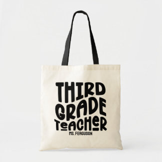 Bolsa Tote Third Grade Teacher Black Typography Design