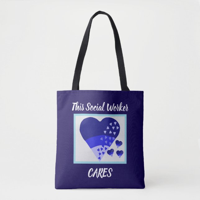 Bolsa Tote This Social Worker Cares Heart Blue  (Frente)