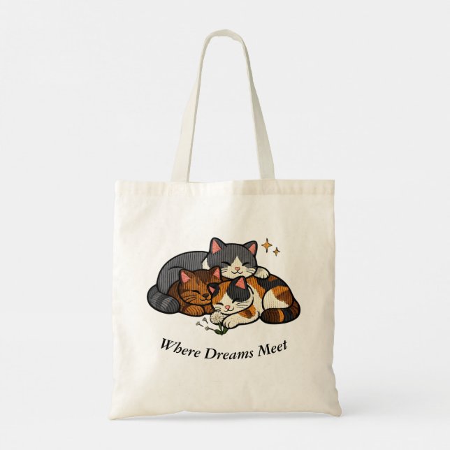 Bolsa Tote Three Cats Where Dreams Meet (Verso)