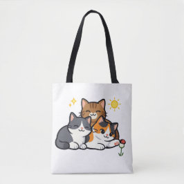 Bolsa Tote Three Cute Cats Friendship