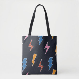 Bolsa Tote Thunderbols sem soldadura, raios desenhados à mão