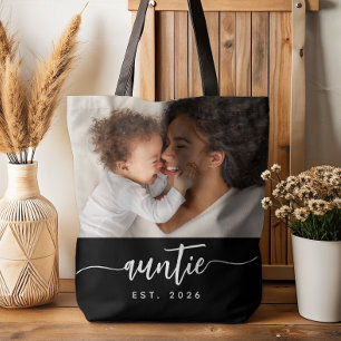 Bolsa Tote Tia Estabelecida Foto Elegante Script