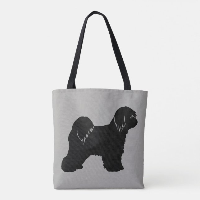 Bolsa Tote Tibetan Terrier Dog Breed Silhouette (Verso)