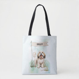 Bolsa Tote Tibetan Terrier Watercolor Personalized Dog