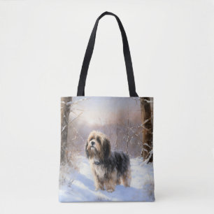 Bolsa Tote Tibetano Terrier deixa nevar o Natal
