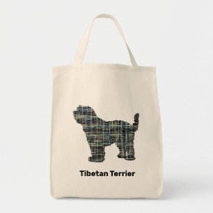 Bolsa Tote Tibetano Terrier Dog Silhouket Amarelo e Preto
