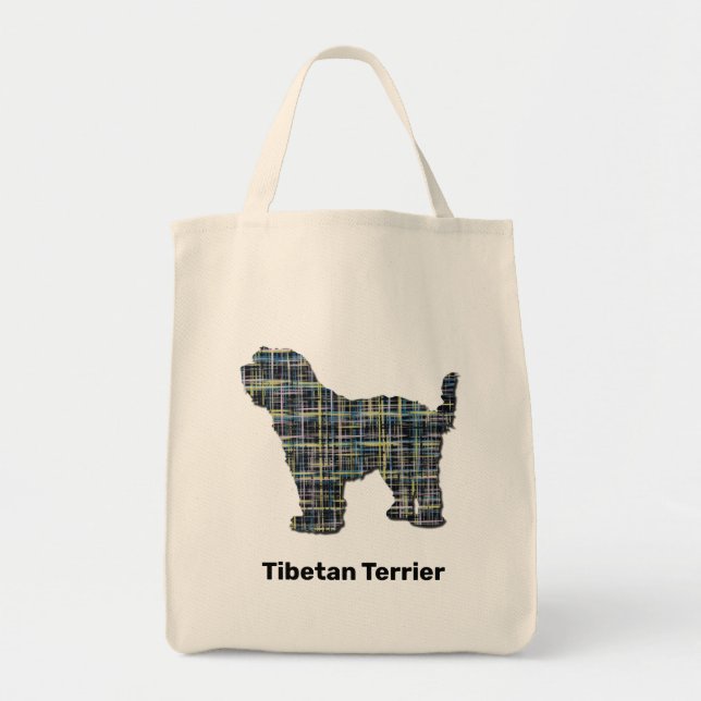 Bolsa Tote Tibetano Terrier Dog Silhouket Amarelo e Preto (Frente)