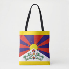 Bolsa Tote Tibete, bandeira tibetana e leões de neve - Himala