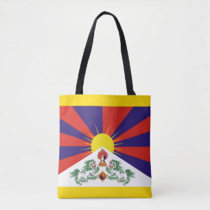Bolsa Tote Tibete, bandeira tibetana e leões de neve - Himala