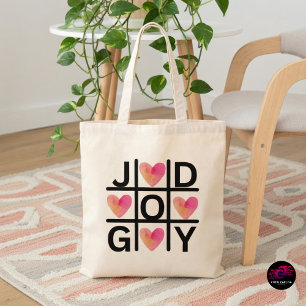 Bolsa Tote Tic Tac Toe Cristão Alegria Deus Corações
