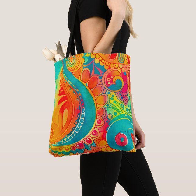 Bolsa Tote Tie Dye Boho Hippy 60s Peace (Close Up)
