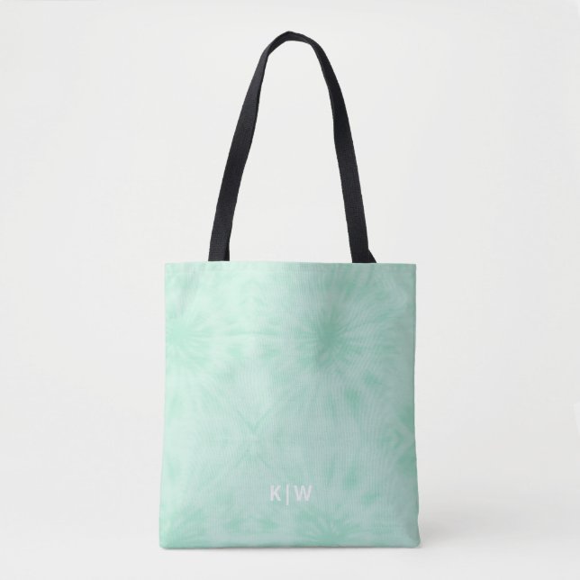 Bolsa Tote Tie Dye | Monograma verde da Casa de Pastel (Frente)