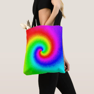 Bolsa Tote Tie Dye Rainbow Swirl Hippie Boho Chic