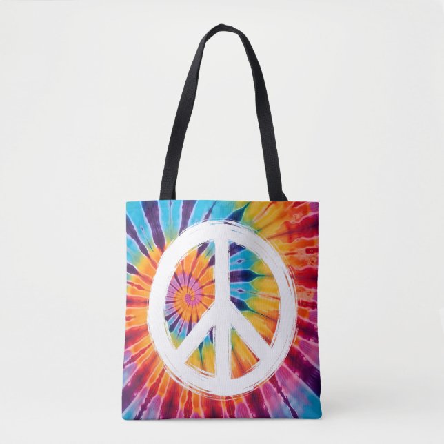 Bolsa Tote Tie-Dye Sinal de Paz (Frente)