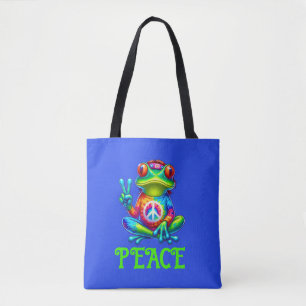 Bolsa Tote Tie Dye Sinal de Paz do Sapo de Árvore